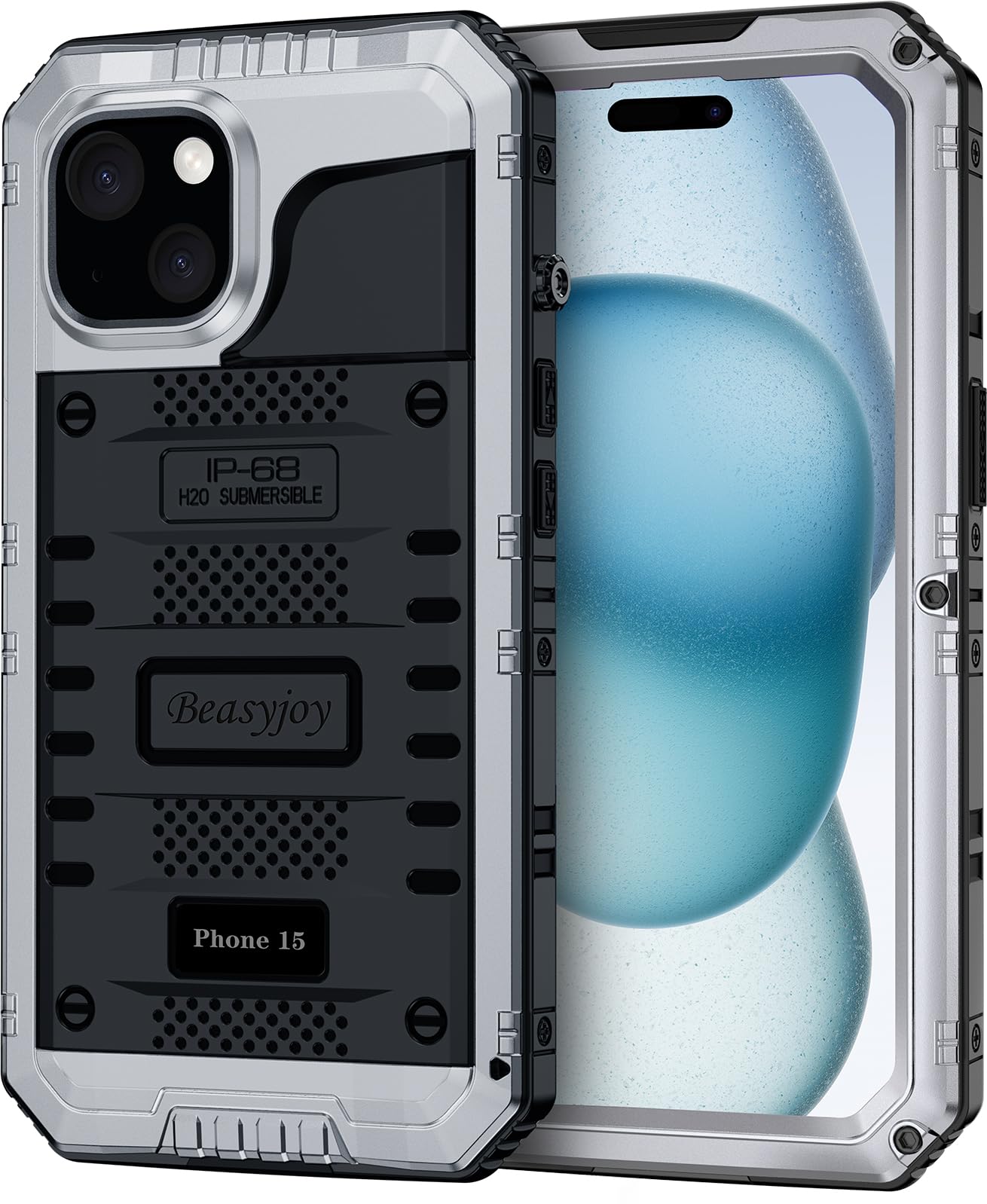 Beasyjoy for iPhone SE 2022/2020/ 8/7 Metal Case, Waterproof Heavy Duty Case with Screen Protector, Full Body Protection Military Grade Shockproof Defender Durable Sturdy Rugged Aluminum Cover, Black