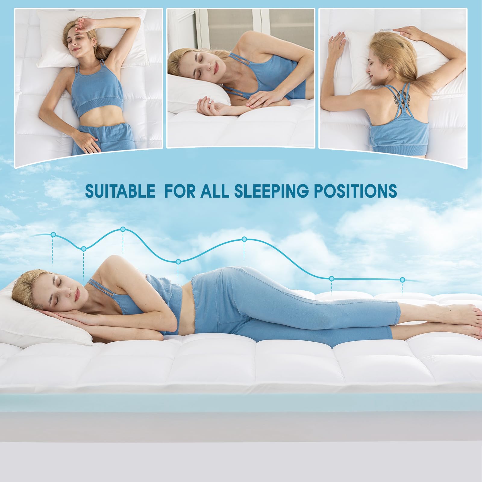 WhatsBedding 5 Inch Twin Mattress Topper for Back Pain Relief, Filled with Breathable & Soft Memory Foam Pillow Top,4 Elastic Straps