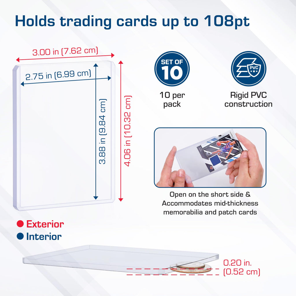 BCW 108 PT. Thick Card Topload Holder - Pack of 1 | Durable Rigid PVC Toploader | Toploaders for Memorabilia, Jersey, Patch, and Relic Cards