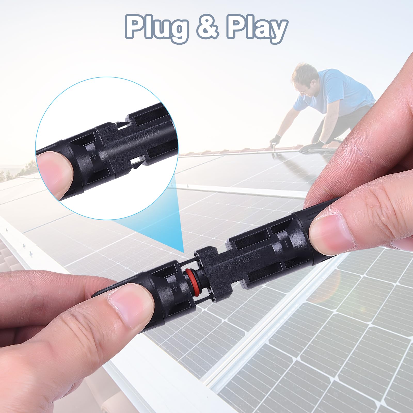 3FT 10AWG Solar Panel Extension Cable with Female and Male Connectors, Solar Cable for Solar Panels, Charge Controllers and Solar Generator (10AWG, 3FT)