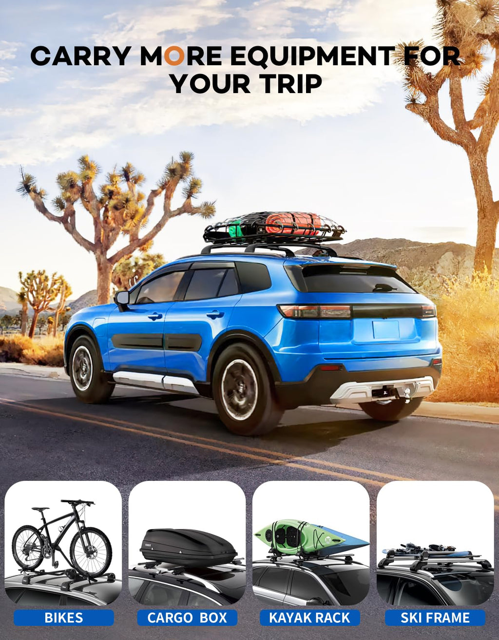 Wonderdriver Roof Rack Cross Bars 300lbs Compatible with Cadillac XT4 2019-2025,Heavy Duty All-Metal Aluminum Roof Rails Crossbars Cargo Canoe Black Rooftop Cargo Carrier Luggage.
