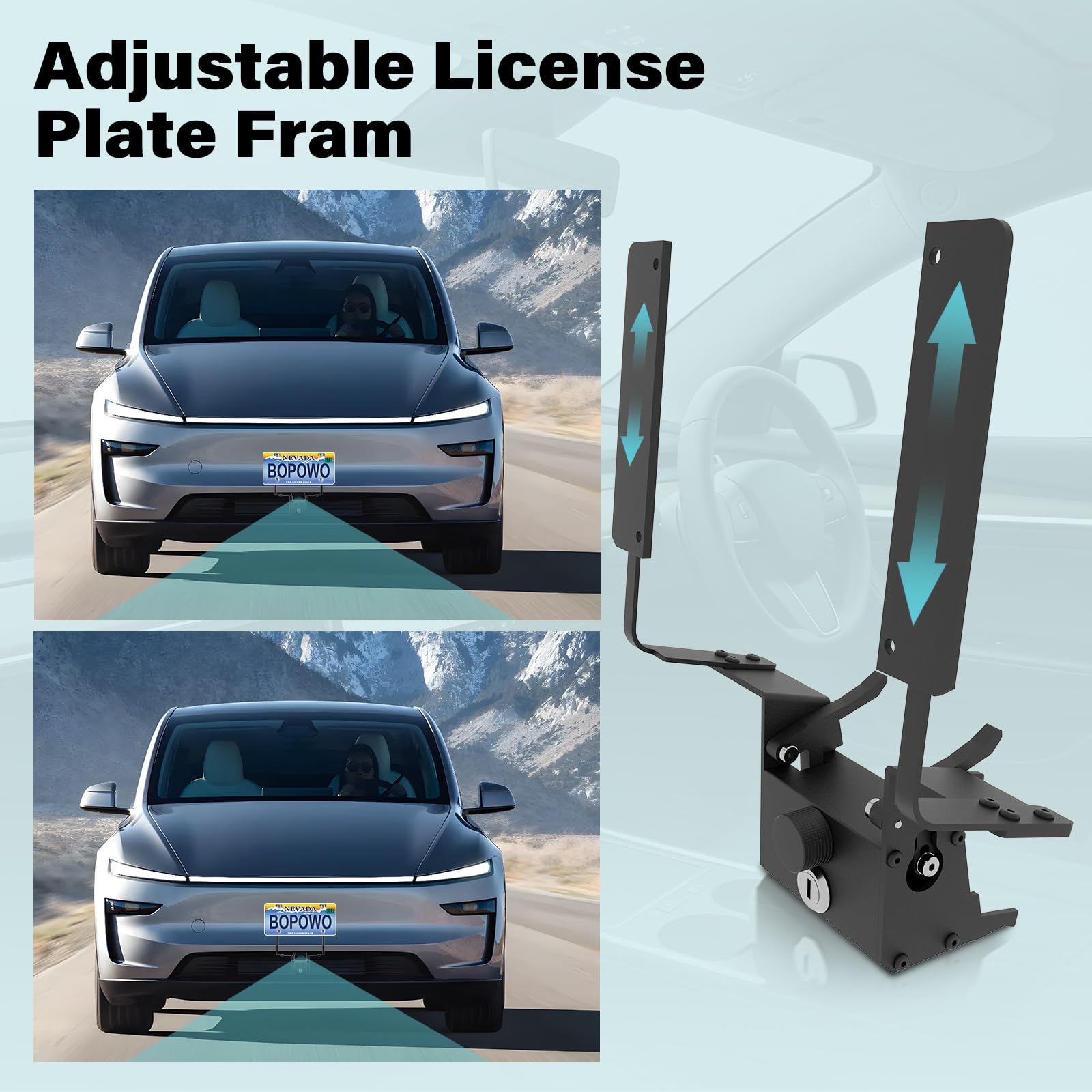 The Original No Drill Front License Plate Holder Fit for 2017-2023 Tesla Model 3& 2020-2024 Tesla Model Y with Safety Design, No Adhesives License Frame