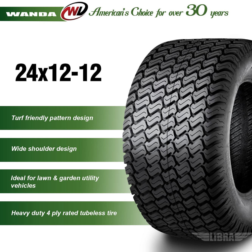 WANDA 11x4-5 Zero Turn Lawn Mower Utility Cart Turf Tire 11x4x5 11x4.00-5/4 Ply - 13204