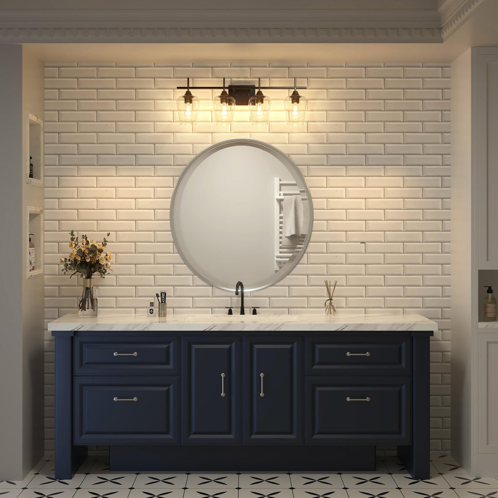 VONLUCE Bathroom Vanity Light, 2 Light Bathroom Light Fixture Over Mirror, Bathroom Wall Lamp with Clear Glass, Modern Brushed Nickel Vanity Lighting fixtures for Bathroom, Bedroom, Hallway
