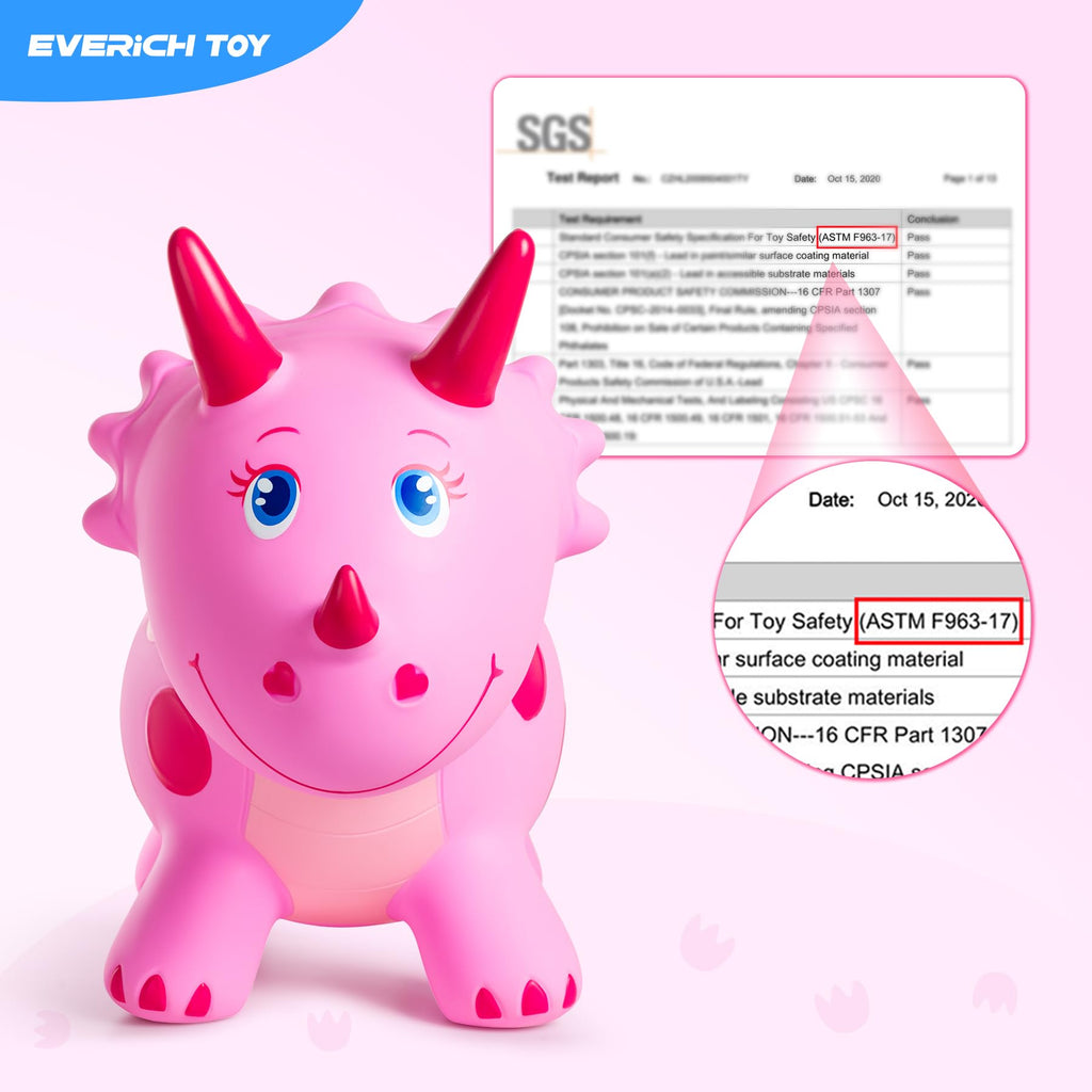 Kids Dinosaur Bouncy Animal Toys, Inflatable Triceratops Bouncer, Ride on Bounce Hopper, Indoor Outdoor Activity Birthday Gift for 18 Months 2 3 4 Years Old Boys