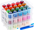 New brothread 40 Colors Compatible with Brother 500m Each Embroidery Machine Thread with Clear Plastic Storage Box for Embroidery Sewing Machine