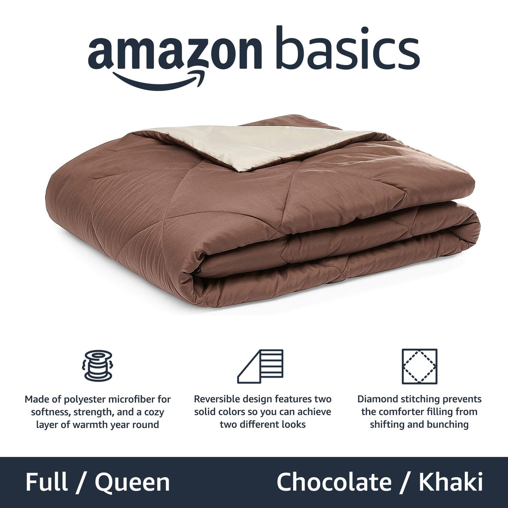 Amazon Basics Reversible Lightweight Microfiber All Season Comforter Blanket, Twin/Twin XL, Burgundy/Grey (Pack of 2)
