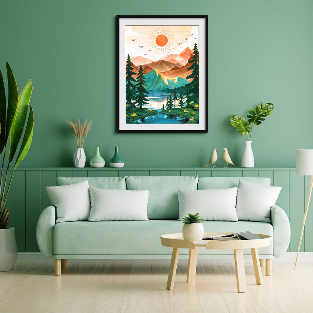 Yunnuo Diamond Art Kit, Tropical Beach Sunset with Palm Trees, DIY Round Gem Art Canvas, Crafts for Adults and Beginners, 12x16 in, Landscape Painting