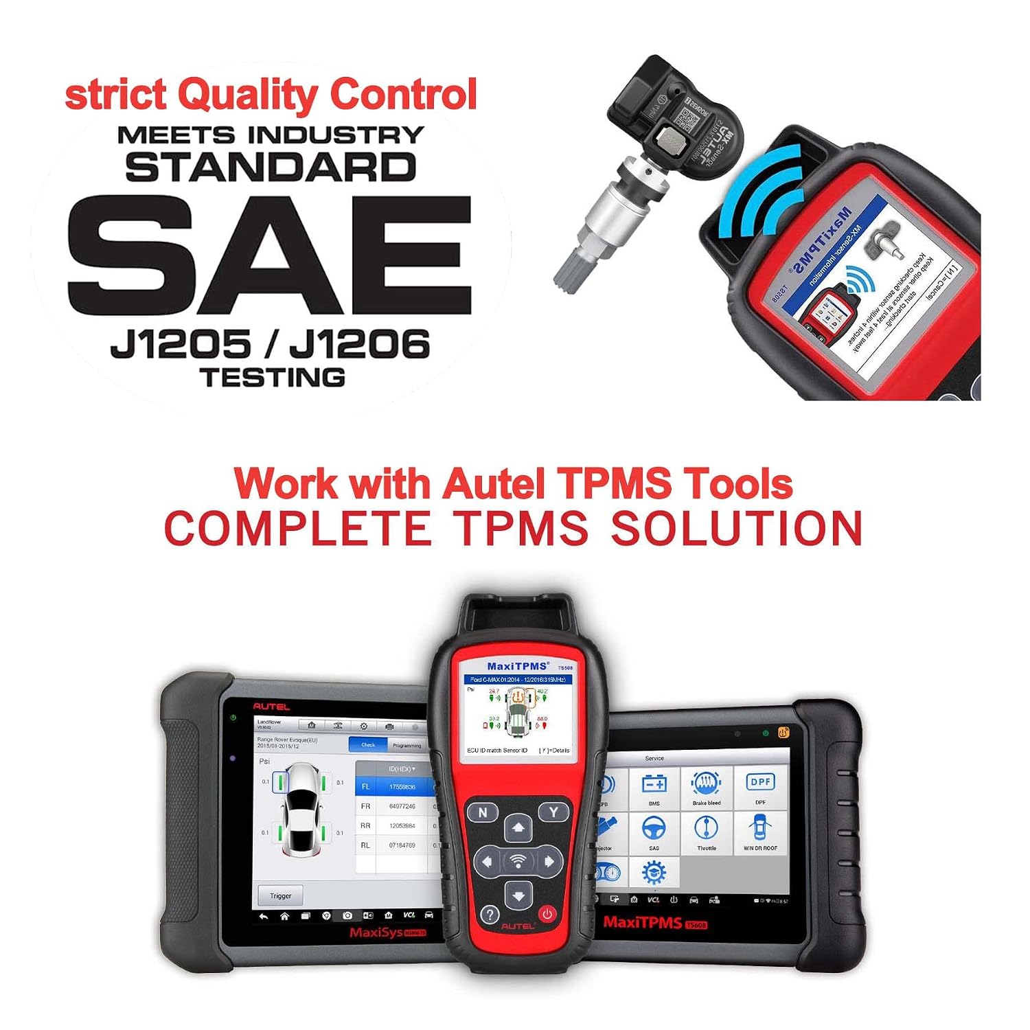 Autel TPMS Sensors Set of 4, Programmable Mx Sensor for Tire Pressure,315MHz + 433MHz Press-in OE-Level(Metal valves) Programmed by TS408S TS508WF TS601 TS900 MS906TS ITS600