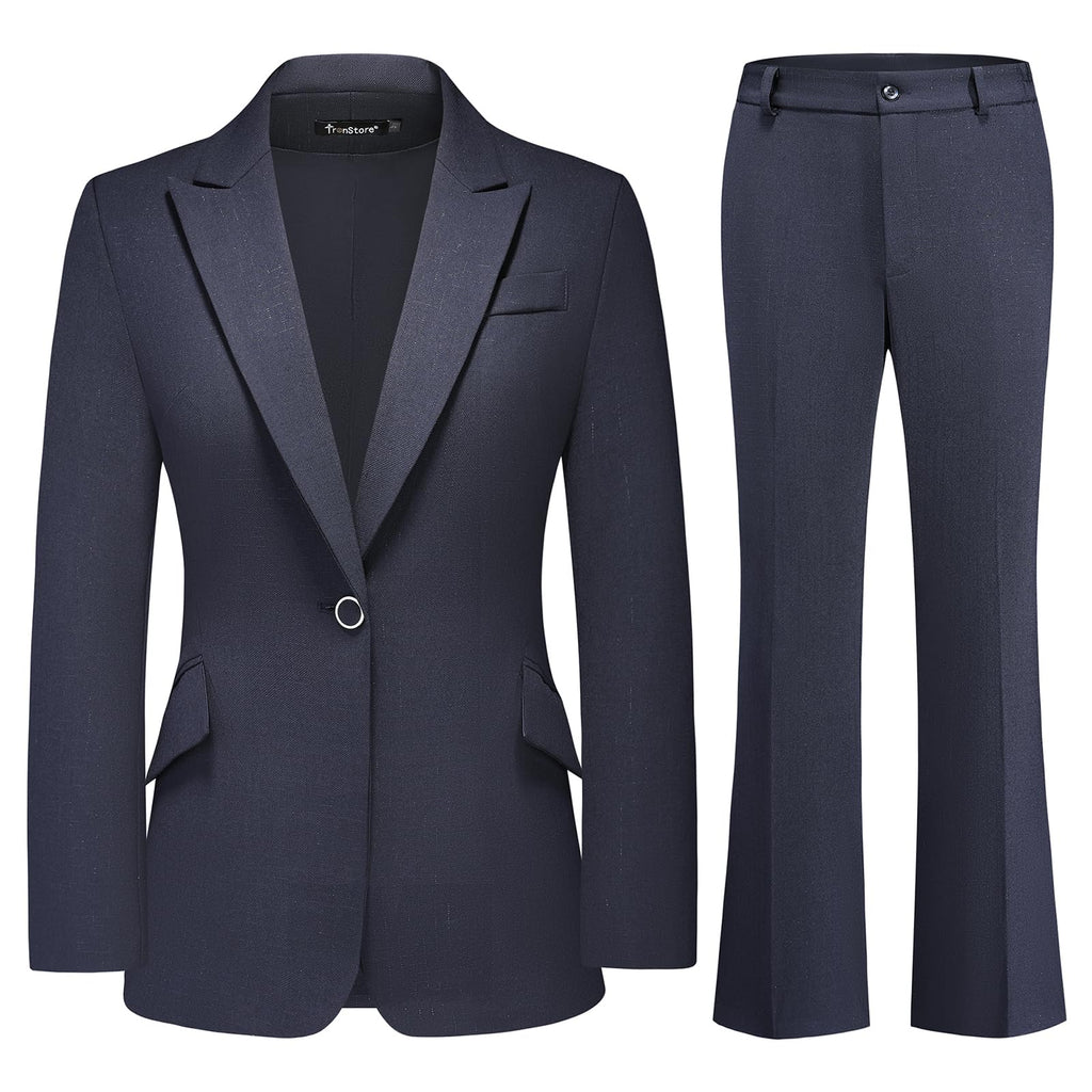 Women's Suit 2 Piece Set Pinstripe Blazer and Bootcut Dressy Pants Set for Work Office Business Outfits