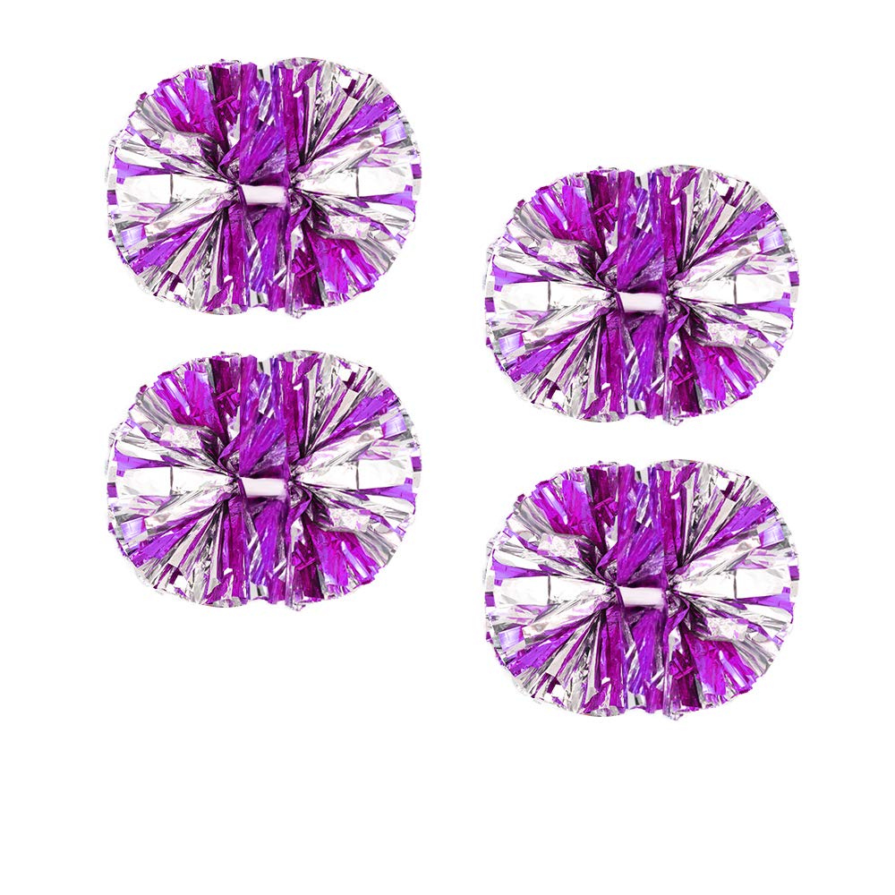 4Pcs Metallic Cheerleading Pom Poms, Creatiee 2 Pair Cheerleader Cheering Squad Pompoms for School Sports Dance Games Team Spirit Cheer
