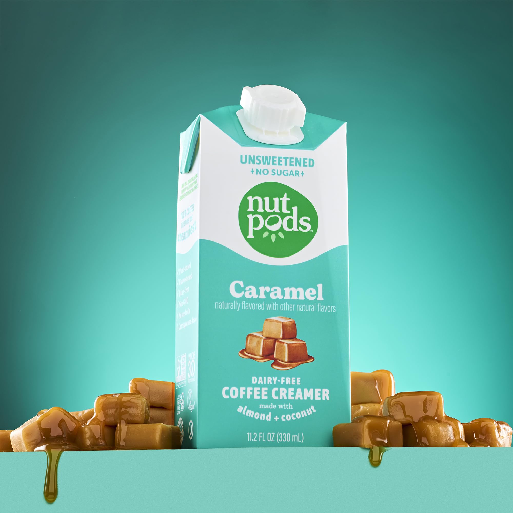 nutpods Caramel Coffee Creamer - Unsweetened Non Dairy Creamer Made from Almonds and Coconuts - Keto Creamer, Whole30, Gluten Free, Non-GMO, Vegan, Sugar Free, Kosher (4-Pack)