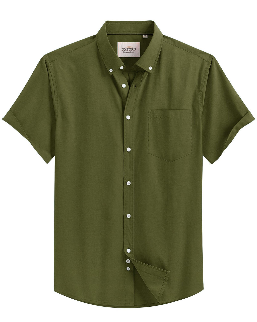 Alimens & Gentle Men's Short Sleeve Oxford Shirt Regular Fit Button Down Collar Shirts with Pocket