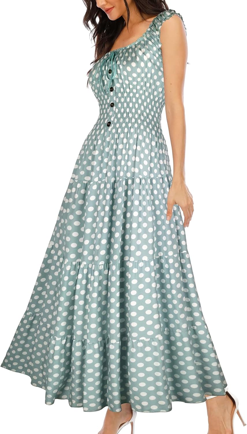 OSTOO Women's 2026 Summer Boho Floral Print Tiered Casual Flowy Long Maxi Dress