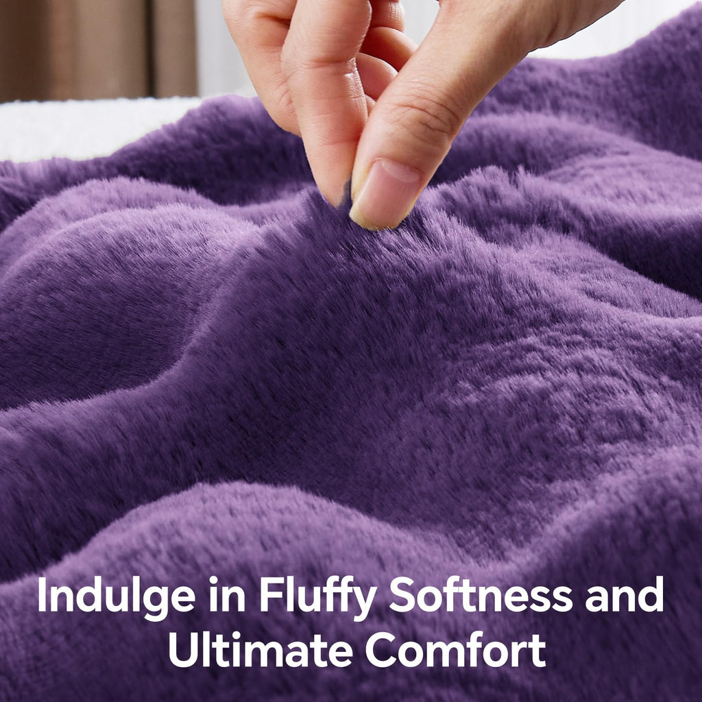 BEDELITE Faux Fur Throw Blanket, Soft Cozy Plush Dark Grey Bubble Blanket for Couch Sofa Bedroom Living Room Decor - 870GSM Thick Warm Fuzzy Fluffy Faux Rabbit Fur Blanket, 50x60 Inches