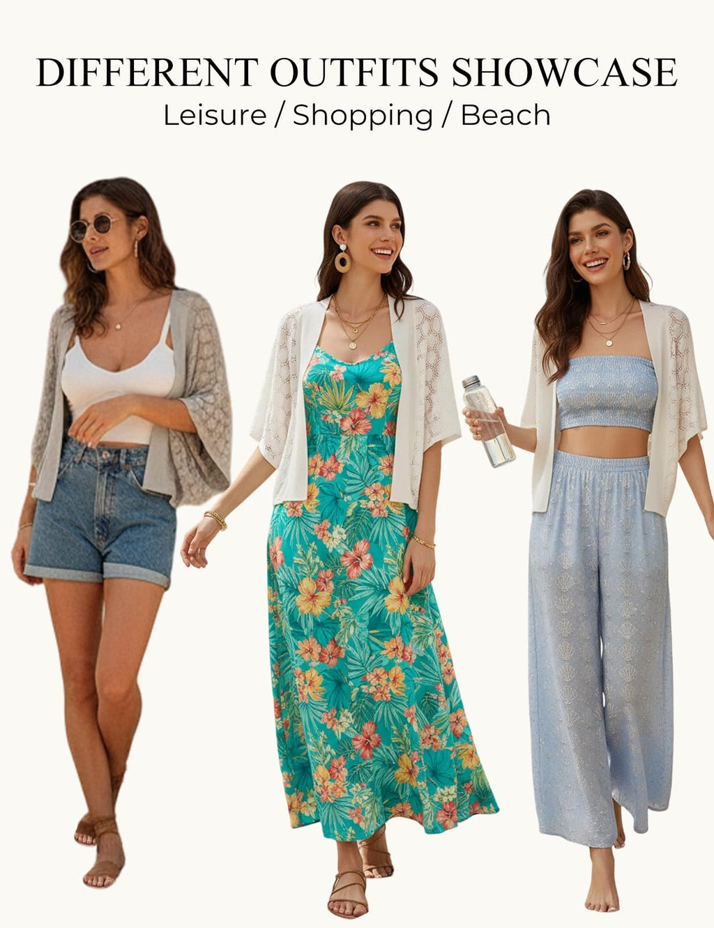 GRACE KARIN Summer Cropped Cardigan for Women 2026 Batwing Sleeve Crochet Bolero Shrug Sweaters Lightweight Beach Boho Kimono