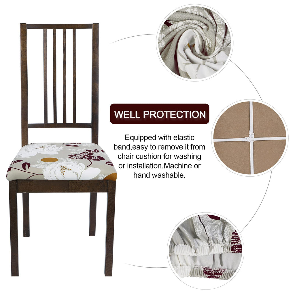 SearchI Seat Covers for Dining Room Chairs Stretch Printed Chair Seat Covers Set of 2, Removable Washable Upholstered Chair Seat Protector Cushion Slipcovers for Kitchen, Office(Ball Flower)