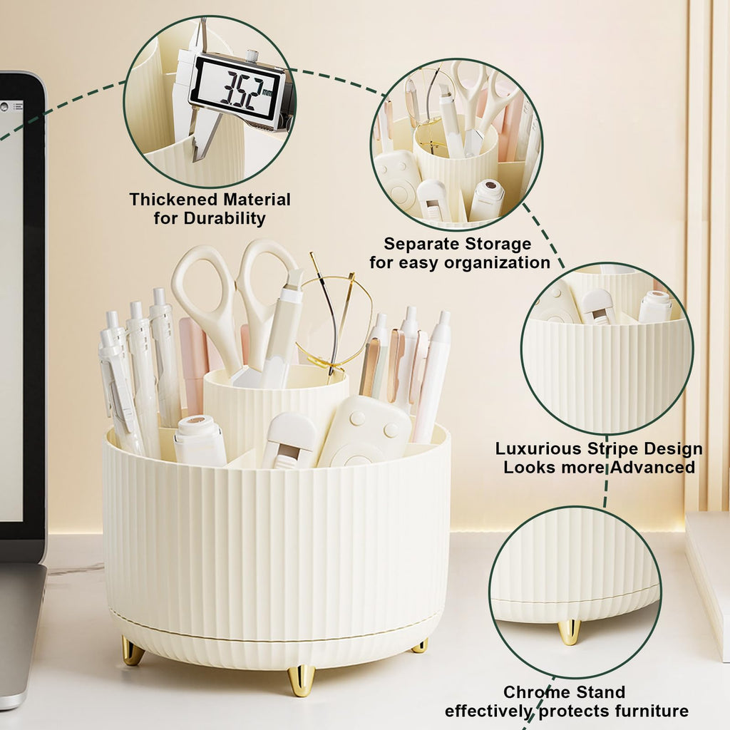 Makeup Brush Holder Organizer,360° Rotating Makeup Brush Organizer,5 Slot Make up Brushes Cup for Cosmetics, Nail Polish, Art Supply, Bathroom Vanity Desktop Organizer - Black