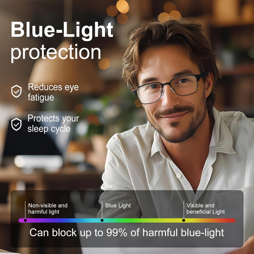 JOLISU 5PCS Reading Glasses Men - Blue Light Blocking Computer Metal Thin Frame Readers For Mens/Women （0.5）
