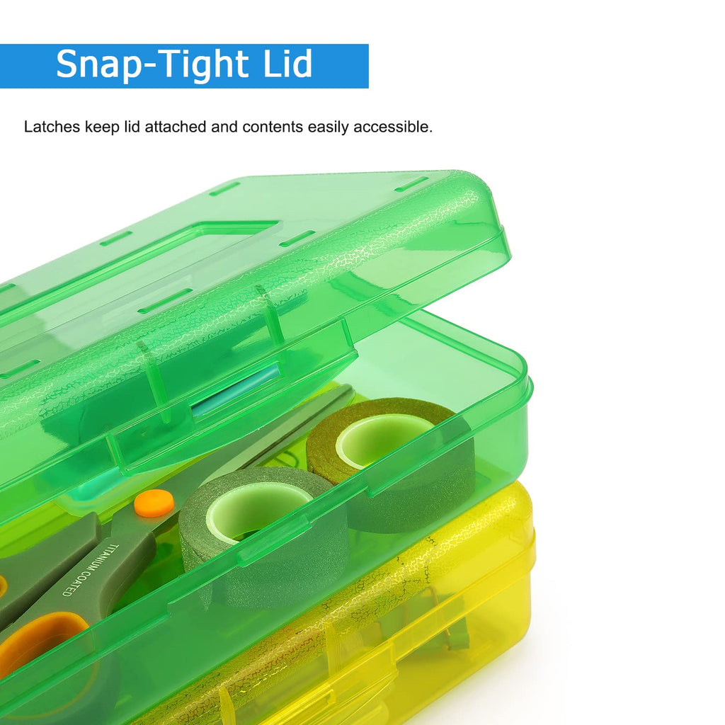 Tamaki 1 Pack Plastic Pencil Box Large Capacity Pencil Boxes Clear Boxes with Snap-tight Lid Stackable Design and Stylish Office Supplies Storage Organizer Box, Black