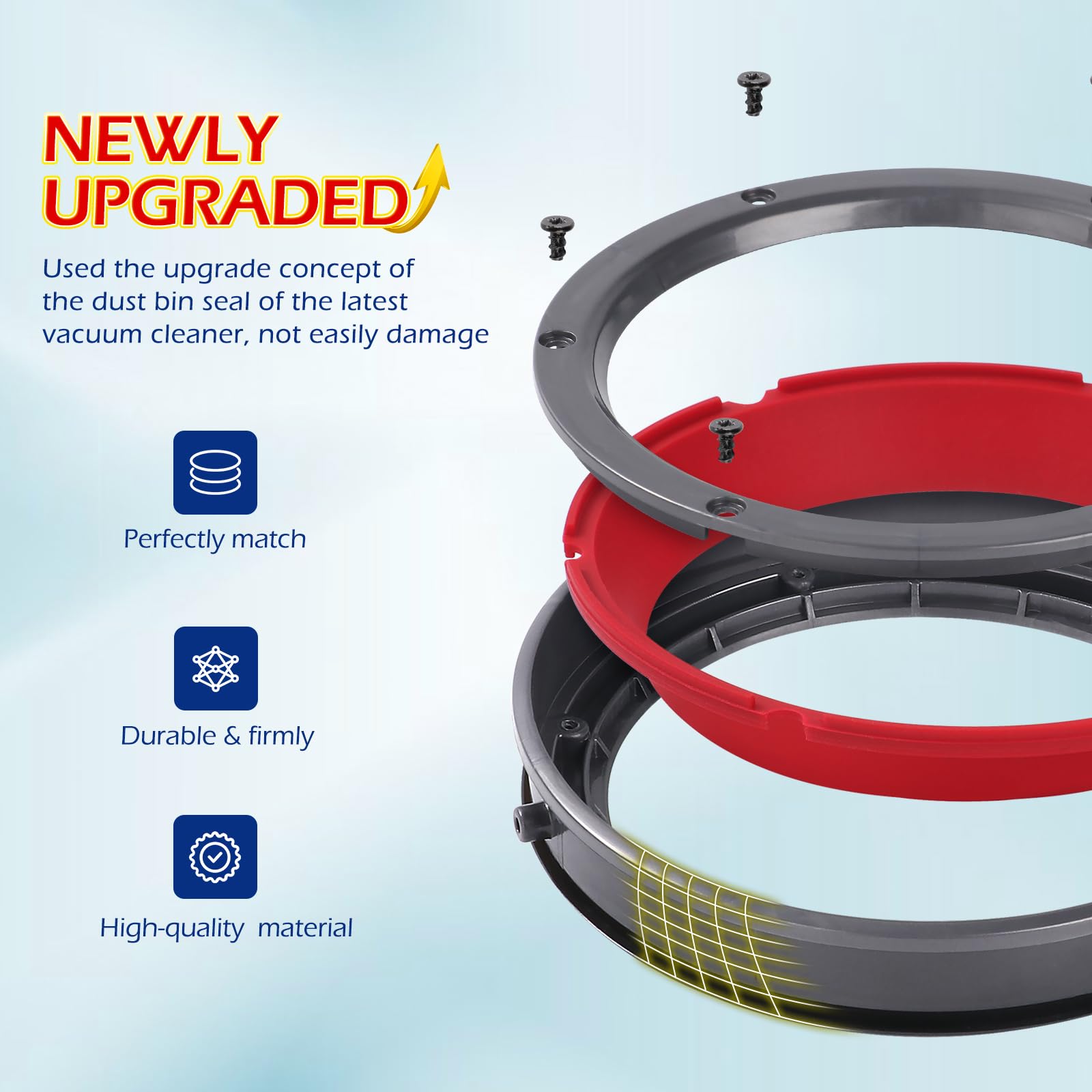 Dust Bin Part Sealing Ring Replacement Compatible with Dyson Cyclone V10 SV12 Vacuum Cleaner Dirt Cup Part Dust Bucket Bin Sealing Ring Assembly