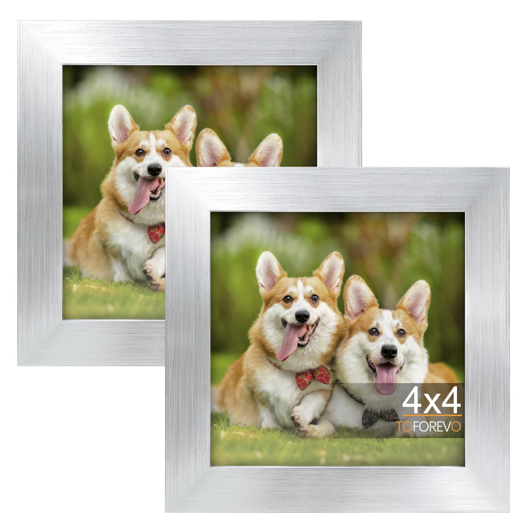 TOFOREVO Picture Frames 4x4 Set of 2 Black Wood Grain Photo Frame for Gallery Wall Mounting or Tabletop Display