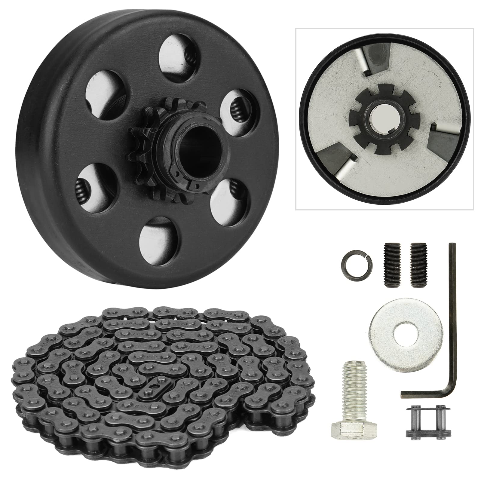 Centrifugal Clutch 1" Bore 14 Tooth Go Kart Mini Bike Clutch with #40/41/420 Chain, fits for Engines with Straight Shaft 2-6.5hp