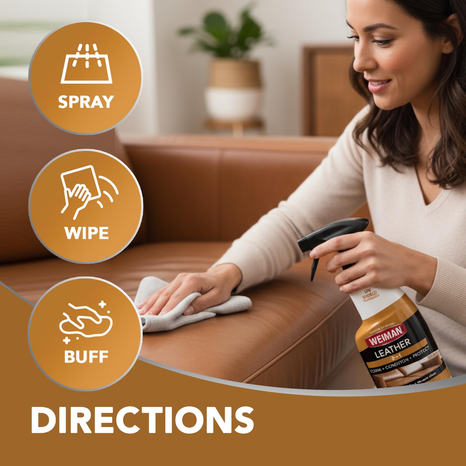 Weiman Leather Cleaner and Conditioner for Furniture - 12 Ounce - 2 Pack - Ultra Violet Protection Help Prevent Cracking or Fading of Leather Couches, Car Seats, Shoes, Purses