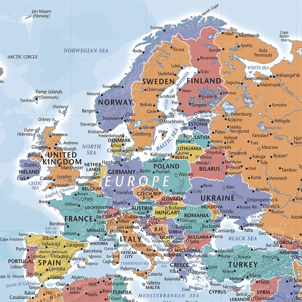 Personalized Canvas Rolled Poster World Map Wall Art with Pins – Large 24" x 36" Blue Oceans Map of the World – Push Pin Travel Decor for Home or Office