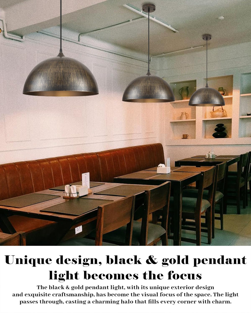White Pendant Lights, 11.8 inch Pendant Lights Kitchen Island, Farmhouse Pendant Light Fixtures (White Inside), Industrial Pendant Lighting for Dining Room, Bedroom, Hallway (1 Pack)