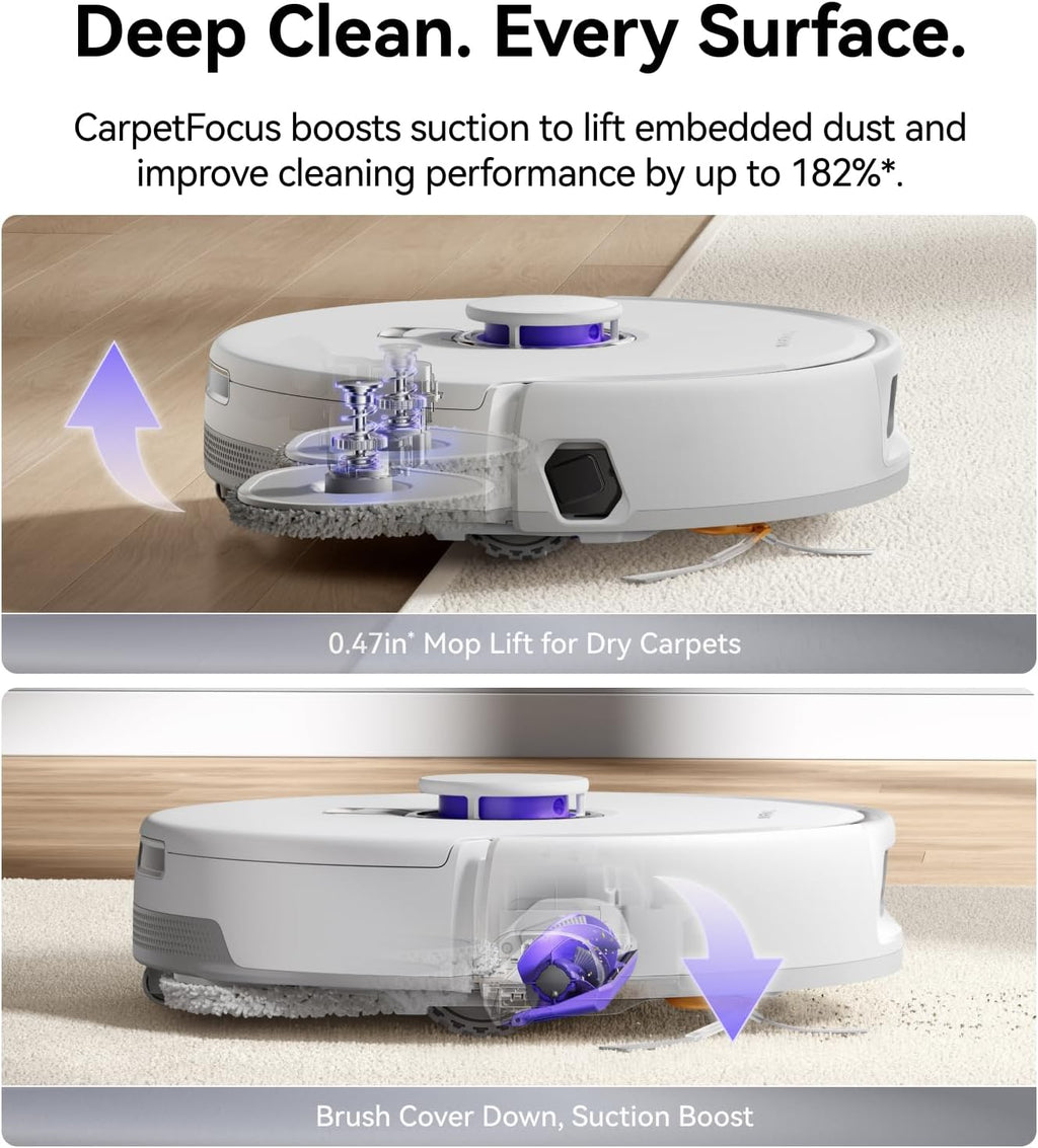 NARWAL Freo Z10 Turbo Robot Vacuum and Mop Combo, 25,000Pa Powerful Cleaning for Every Surface, Tangle-Free for Pet Hair, Smart Obstacle Avoidance, Self-Emptying, Mop Washing, for Carpet & Hard Floors