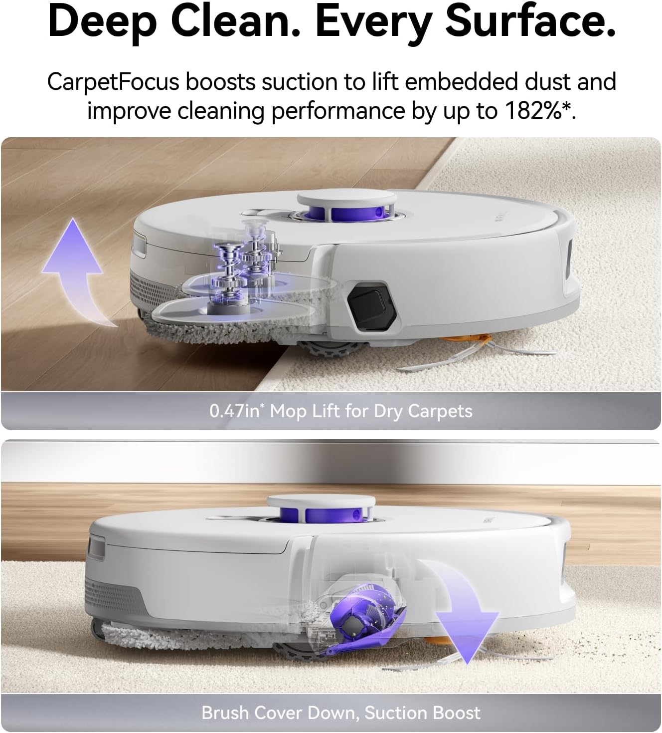 NARWAL Freo Z10 Turbo Robot Vacuum and Mop Combo, 25,000Pa Powerful Cleaning for Every Surface, Tangle-Free for Pet Hair, Smart Obstacle Avoidance, Self-Emptying, Mop Washing, for Carpet & Hard Floors