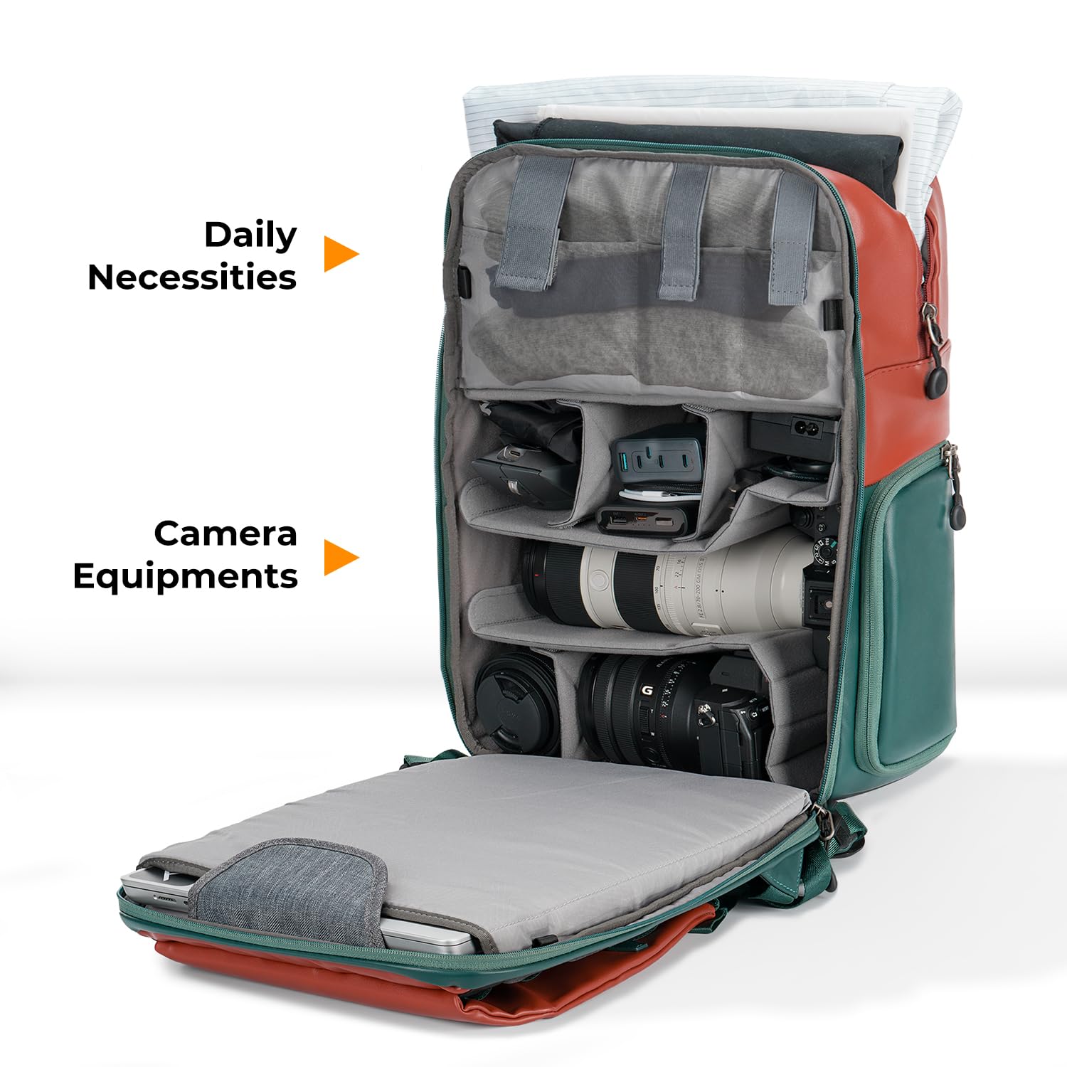 K&F CONCEPT Camera Backpack, Camera Bags for Photographers Dslr Cameras Compatible for Canon Nikon Sony DJI Mavic Drone, 20L Large Capacity Bag Cover 15.6 Inch Laptop Camera Cases with Raincover