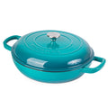 Shallow Cast Iron Casserole with Lid – Non Stick Dutch Oven Pot, Oven Safe up to 500° F – Sturdy Ovenproof Stockpot Cookware – Enamelled Cooking Pot – Black, 5-Quart, 32cm – by Nuovva