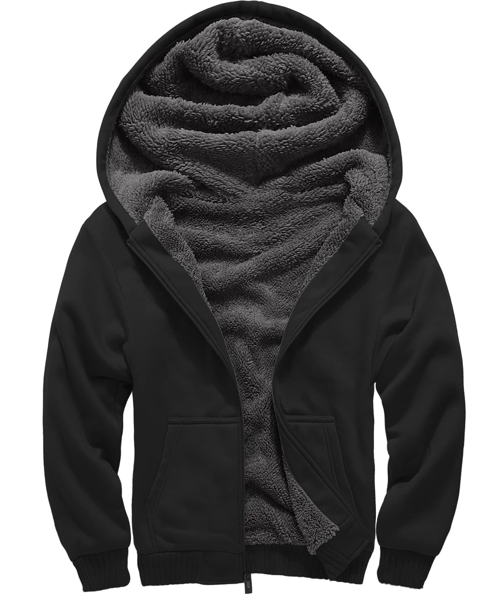 GEEK LIGHTING Boys Sherpa Lined Hoodie Kids Fleece Sweatshirt Full Zip Hooded Jacket