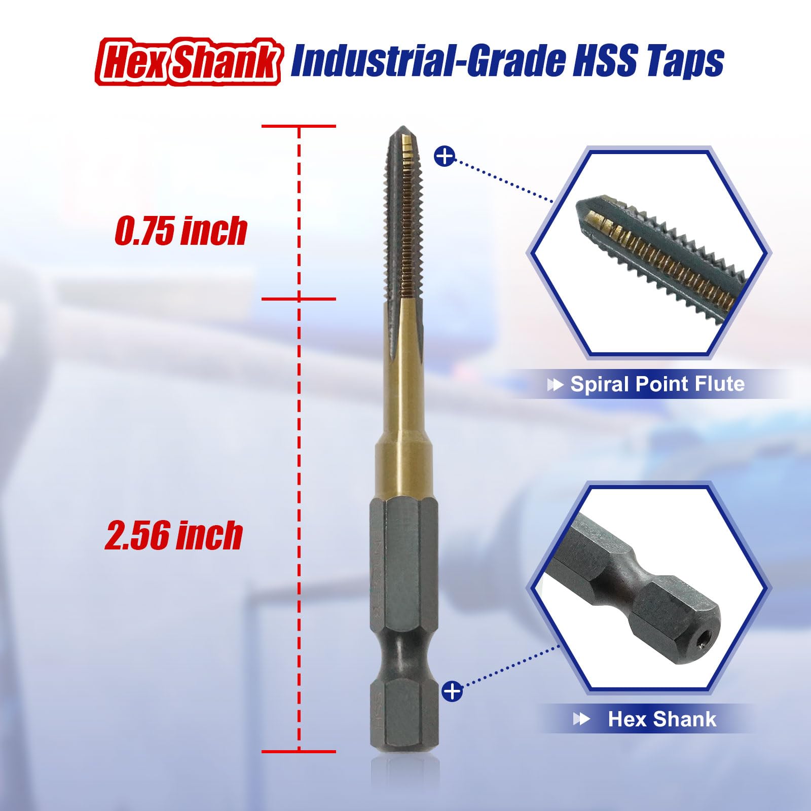 JEFE HEX 1/4-20 UNC Hex Shank Taps for Metal | MRO & Industrial Use | Quick-Change | Impact Driver (5pcs)