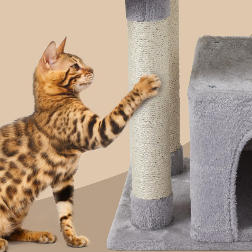 FISH&NAP Cute Cat Tree Kitten Cat Tower for Indoor Cat Condo Sisal Scratching Posts with Jump Platform Cat Furniture Activity Center Play House Beige