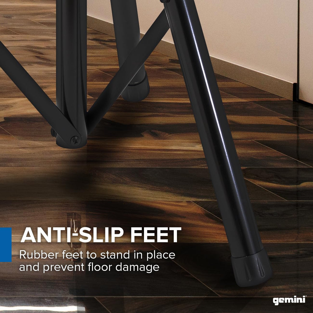 Gemini Sound ST-Pack Heavy Duty Professional Audio Universal DJ Fold-Out Telescoping Tripod Steel Speaker Stands (Set of 2), Up to 80" Inches Tall, 200lb Weight Capacity with Carry Bag Included,Black