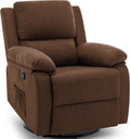 Korser Recliner Chair, 360 Swivel Rocker Chair for Adults, Small Rocking Recliner Chair for Small Spaces, Upholstered Fabric Glider Recliner Nursery Chair with Side Pockets for Nursery, Living Room