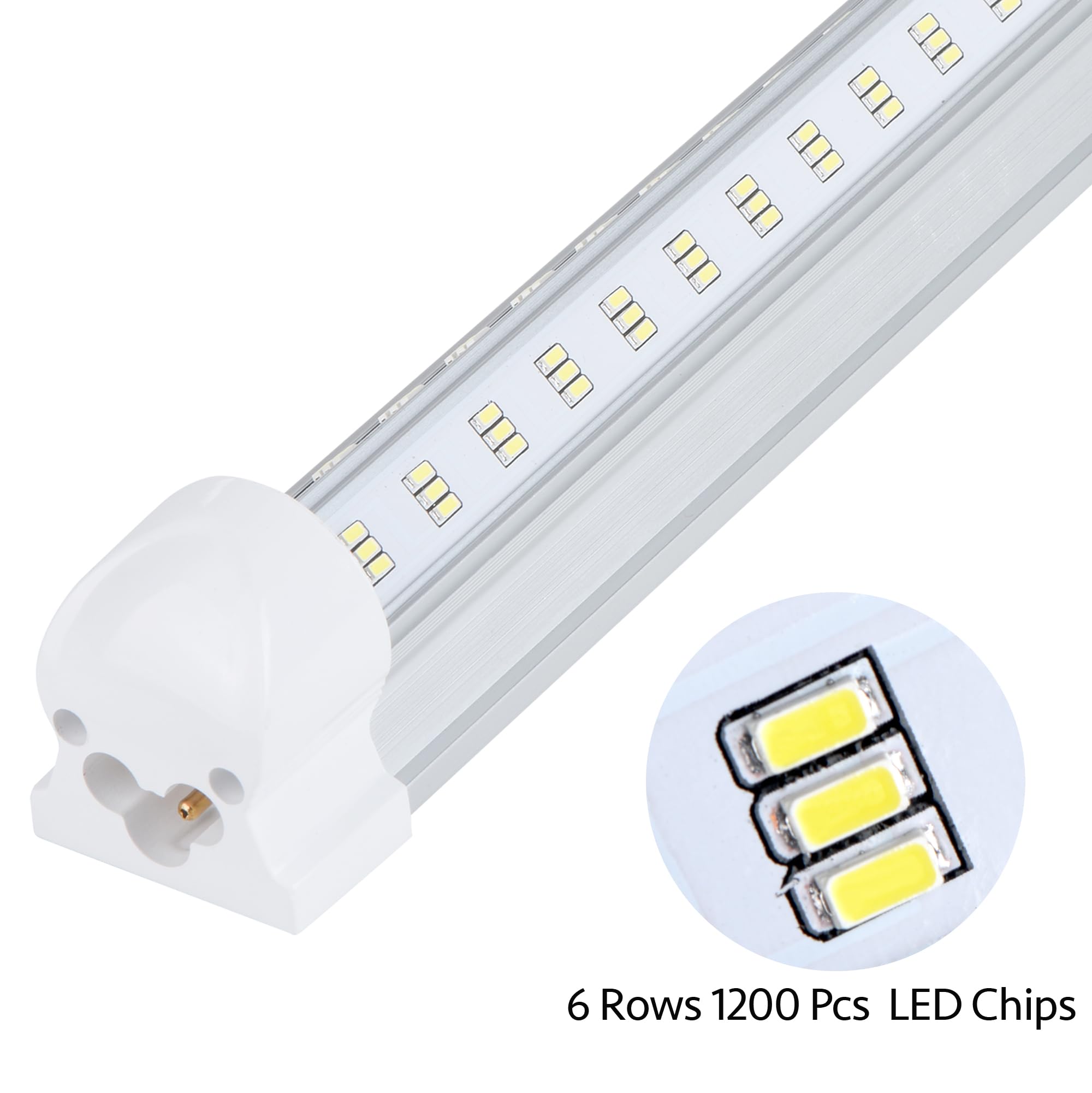 Singteam 10Pack 8Ft LED Shop Light Fixture, 100W Integrated LED Tube Light,15500LM, 6500K, Clear Cover,6 Rows V Shape 270 Degree T8 LED Lighting for Garage Warehouse Workshop Basement