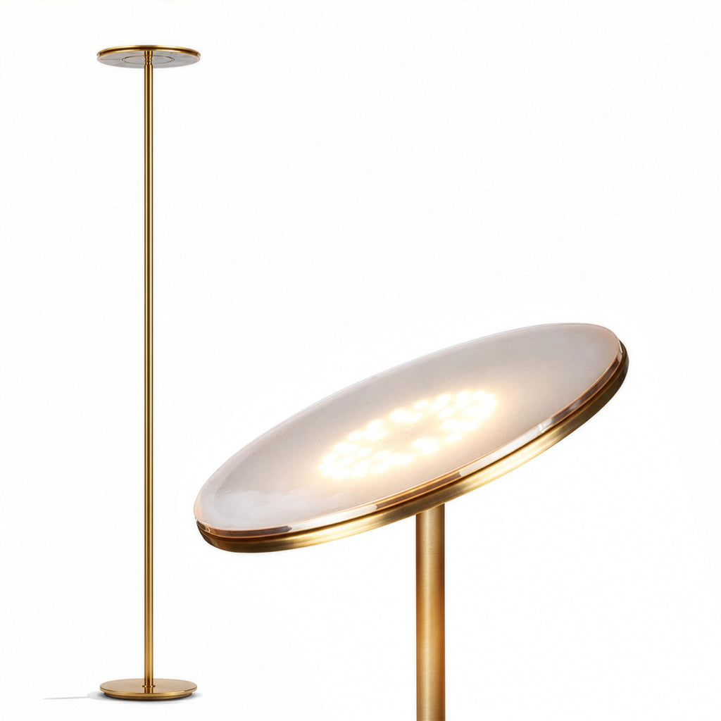 Brightech Sky LED Floor lamp, Torchiere Super Bright Floor Lamp for Living Room Decor & Office - Dimmable, Tall Standing Lamp with Warm Light for Bedroom & Reading - Bronze