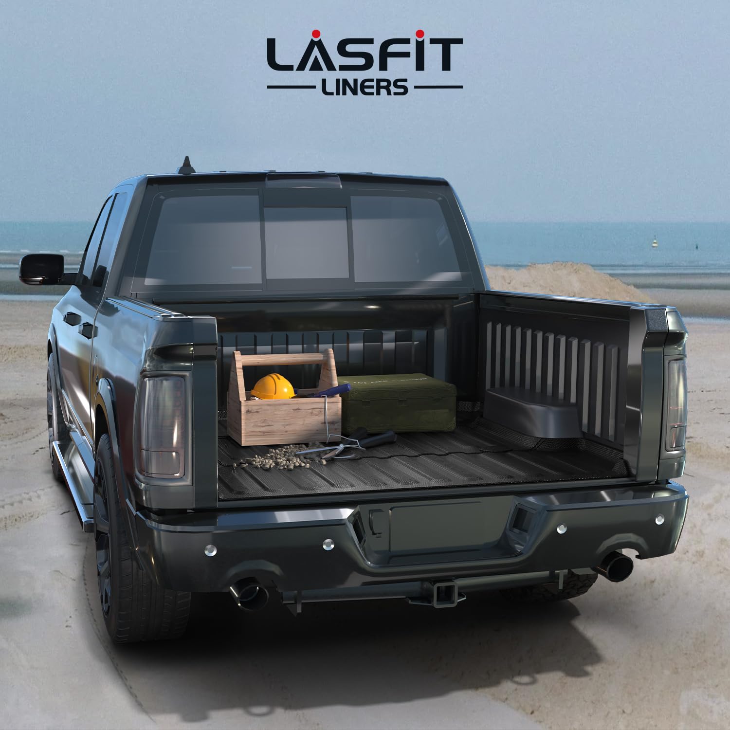 LASFIT Truck Bed Mat for 2009-2016 Ford F250 F350 F450 6.75ft Super Duty 81.9'' Bed Liner(Not fit with Drop-in Bed Liner), TPE 100% All Weather Car Bed Mat for F-250 F-350 F-450,1PCS Black