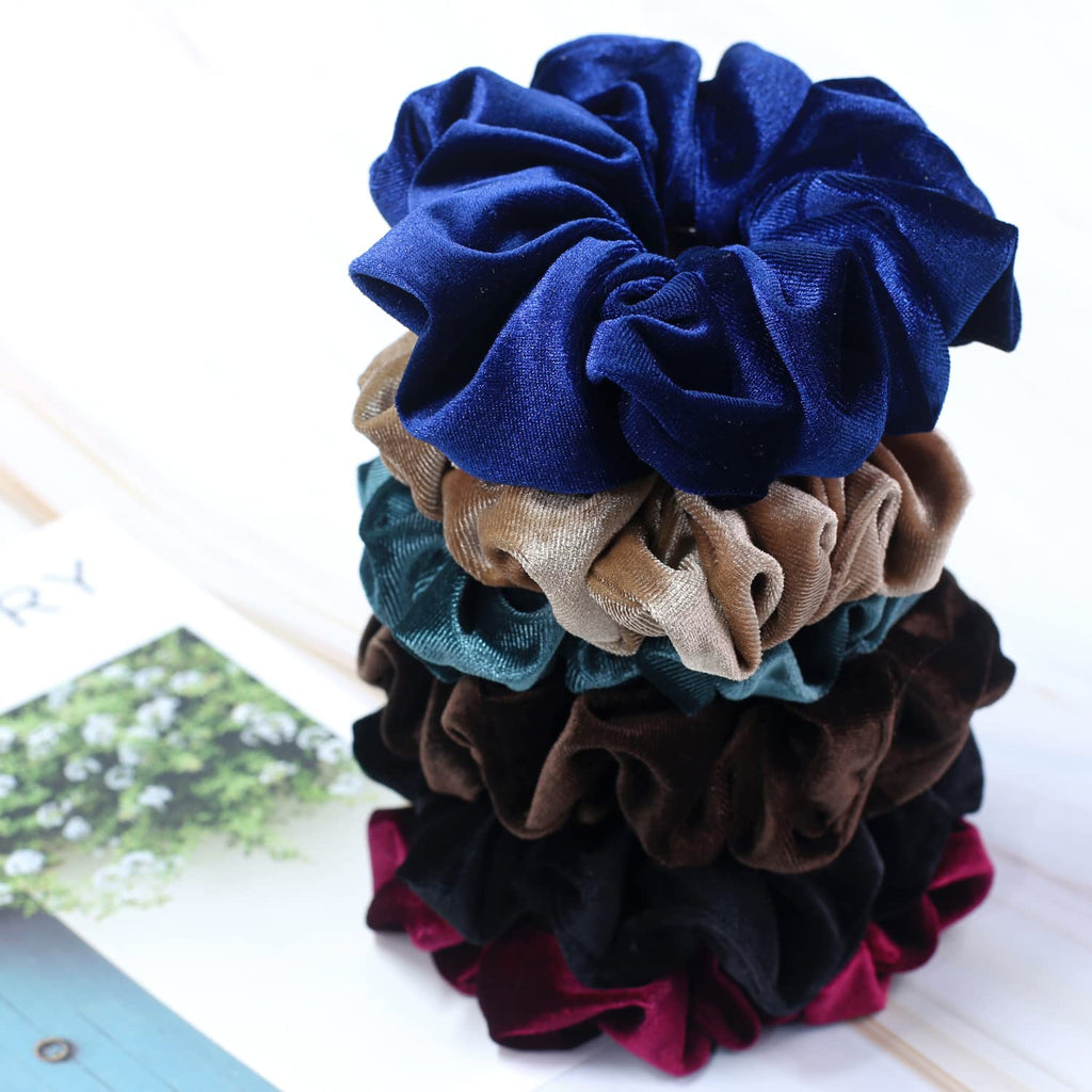 IVARYSS Extra Large Scrunchies for Women's Hair, Premium Satin Soft Jumbo Scrunchy, XL 6 inch Big Elastic Thick Band Hair Accessories, 4 Pack, Dots