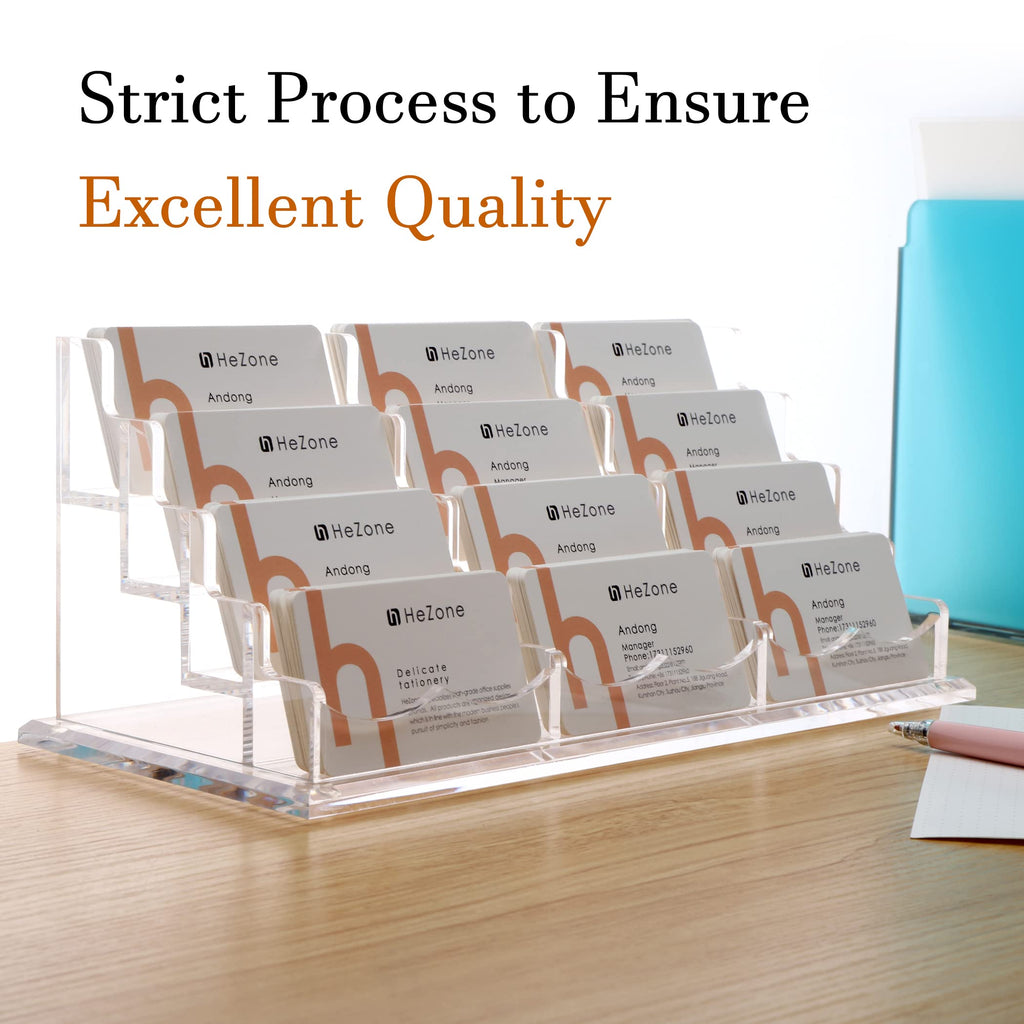 HeZone Business Card Holder for Desk Display, Clear Acrylic Cards Organizer Stand for Men and Women, Business Cards Case Rack 1 Pack, Holds 50 Cards-1 Slot