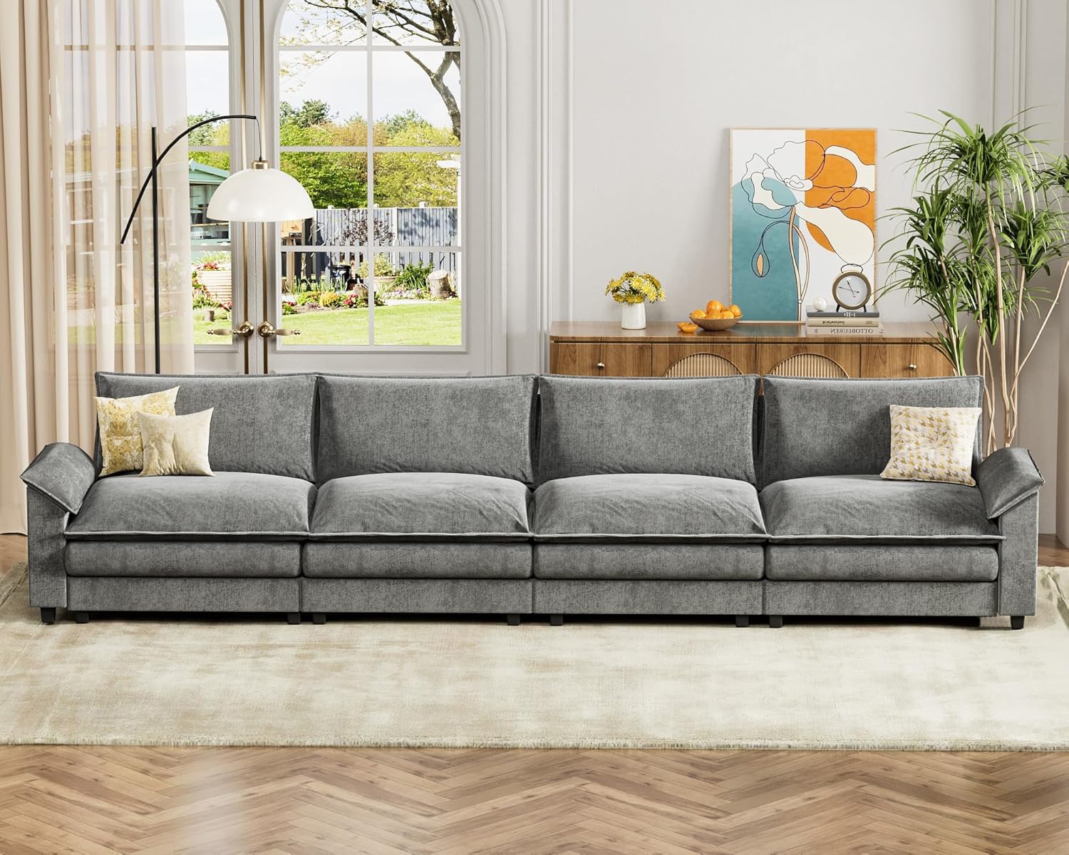 Homall 80" Modular Sectional Sofa, Loveseat Sofa Couch with Double-Layer Cushion, DIY Combination Chenille Deep 2-Seat Cloud Couch for Living Room, Apartment (Bright Grey, Loveseat Sofa)