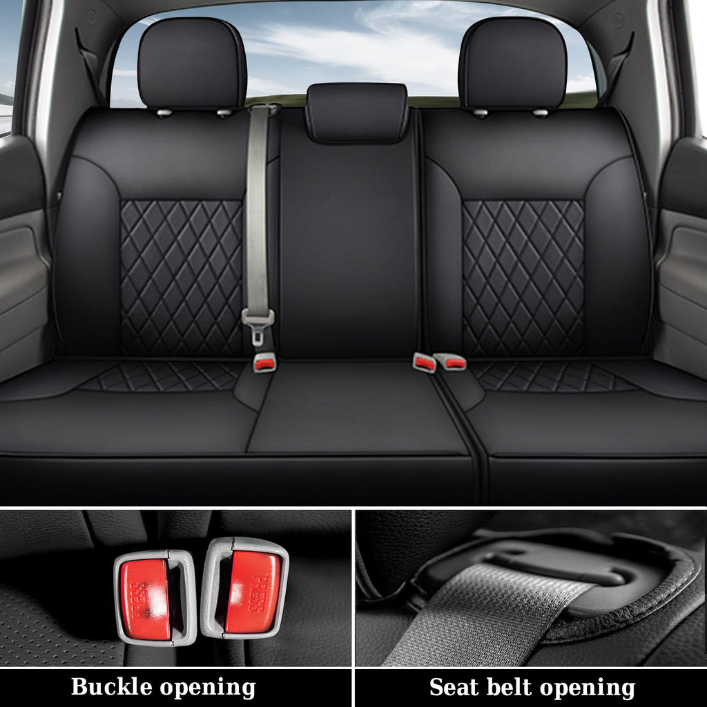 Coverado Tacoma Seat Covers, Car Seat Covers Front Seats, Leather Seat Covers for Cars Car Seat Protector Cushion Tacoma Accessories Custom Fit 2005-2023 Toyota Tacoma Double/Crew Cab(Black)