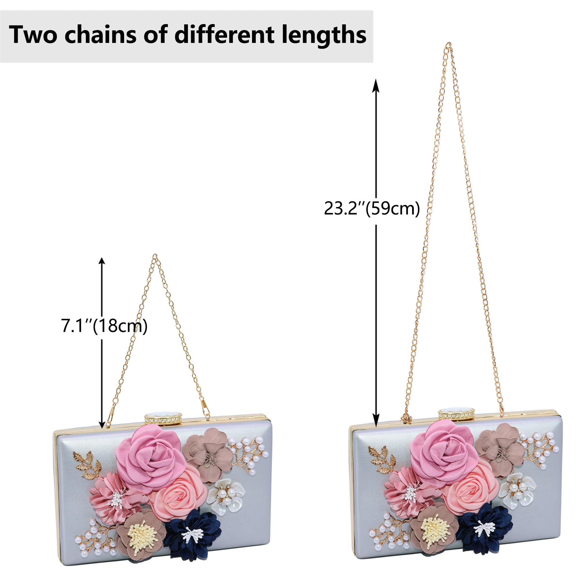 Evening Bag for Women, Flower Wedding Evening Clutch Purse Bride Floral Clutch Bag