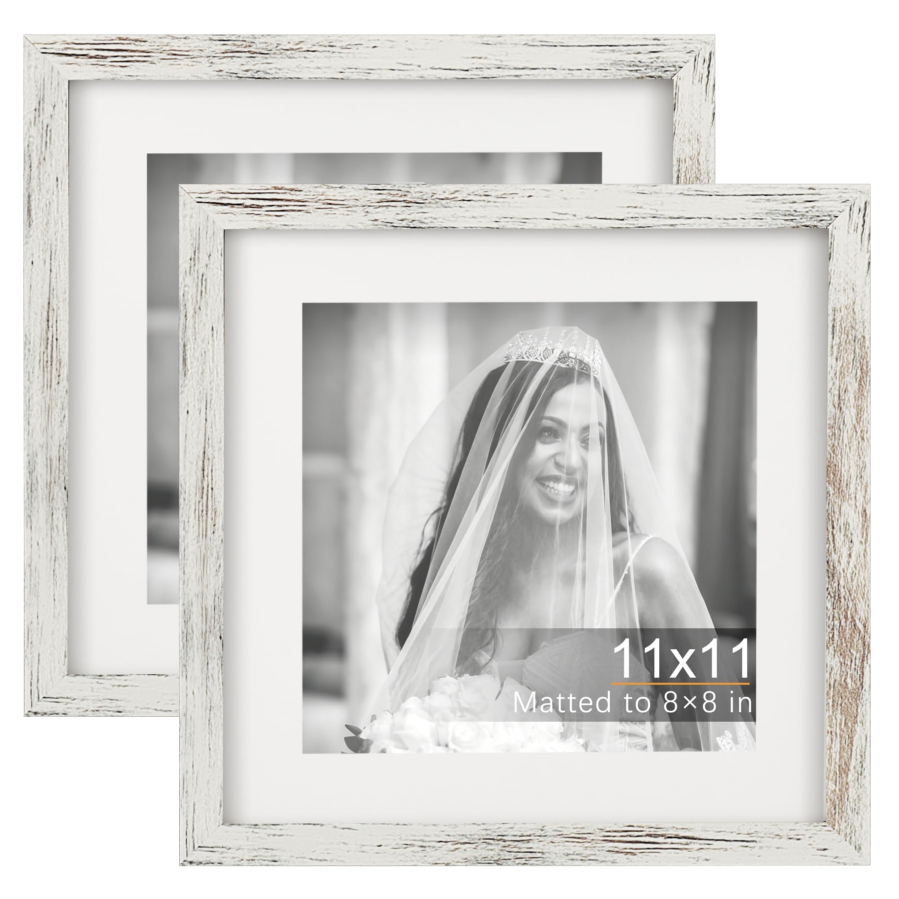 TOFOREVO Picture Frames 4x4 Set of 2 Black Wood Grain Photo Frame for Gallery Wall Mounting or Tabletop Display