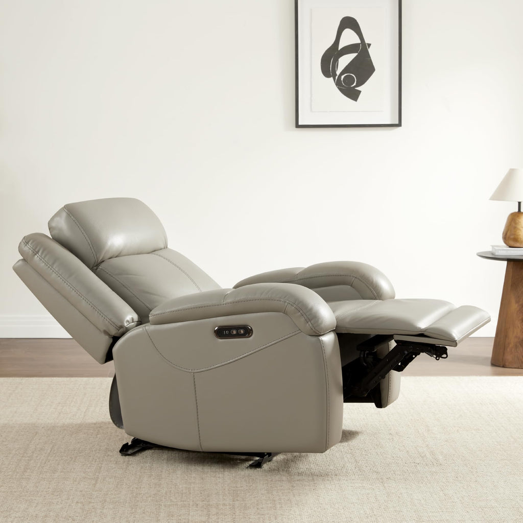 Watson & Whitely Genuine Leather Power Recliner Chairs for Adults, Wall Hugger RV Recliner with Power Headrest & Charging Ports, Electric Recliner Sofa Chair for Living Room, Black