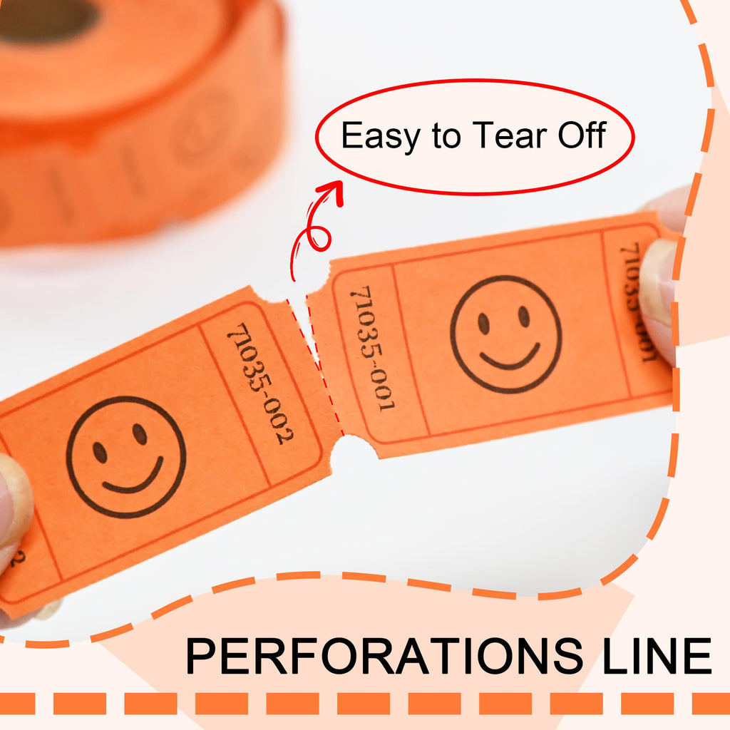 L LIKED 500 Raffle Tickets, Smile,Bule(6 Color Selection), Single Roll, Ticket for Events, Entry, Class Reward, Raffle & Prizes